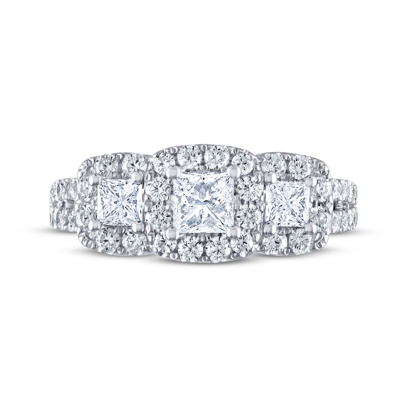 Main Image 3 of THE LEO Diamond Princess-Cut Three-Stone Engagement Ring 1-1/3 ct tw 14K White Gold
