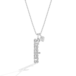 True Fans Pittsburgh Steelers 1/10ct tw Diamond and White Lab-Created Sapphire "STEELERS" Heart Necklace Sterling Silver