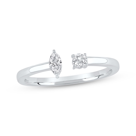 Marquise & Round-Cut Lab-Grown Diamond Deconstructed Ring 1/5 ct tw 10K White Gold