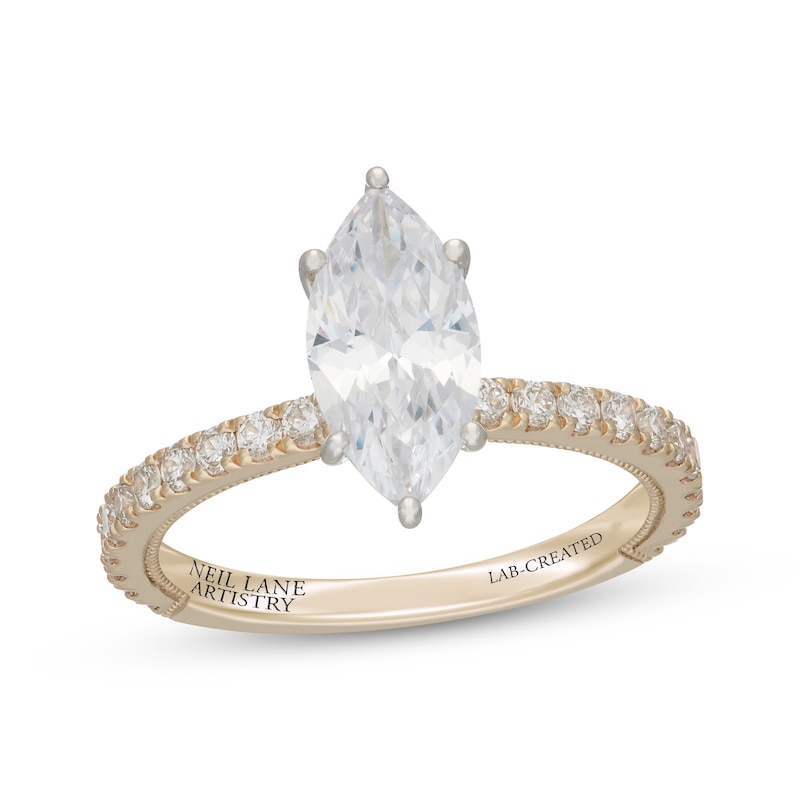 Main Image 1 of Neil Lane Artistry Marquise-Cut Lab-Grown Diamond Hidden Halo Engagement Ring 2-5/8 ct tw 14K Yellow Gold