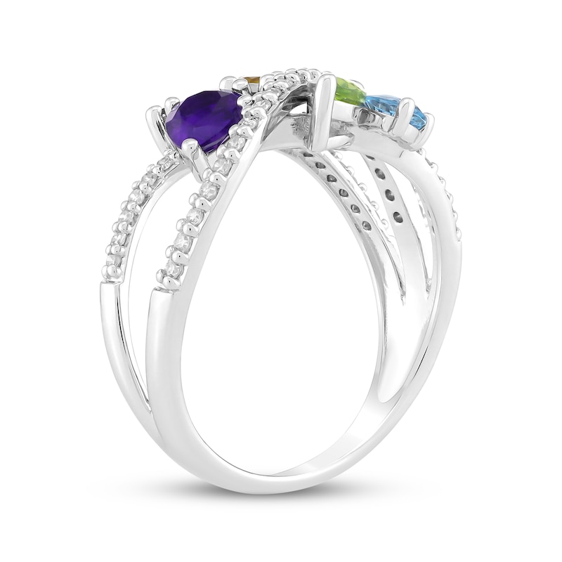 Main Image 2 of Multi-Shape Gemstone Cluster Ring 1/4 ct tw Sterling Silver