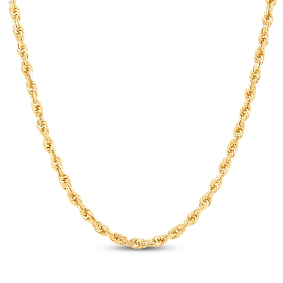 4.5mm Glitter Rope Chain Necklace Solid 10K Yellow Gold 22"