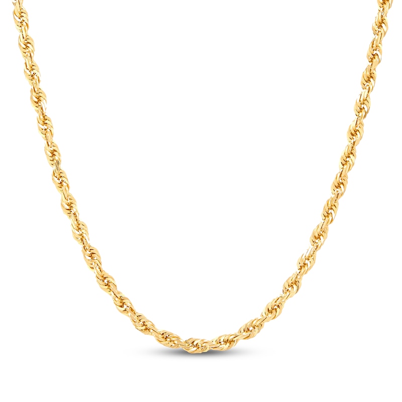 Main Image 1 of 4.5mm Glitter Rope Chain Necklace Solid 10K Yellow Gold 22&quot;