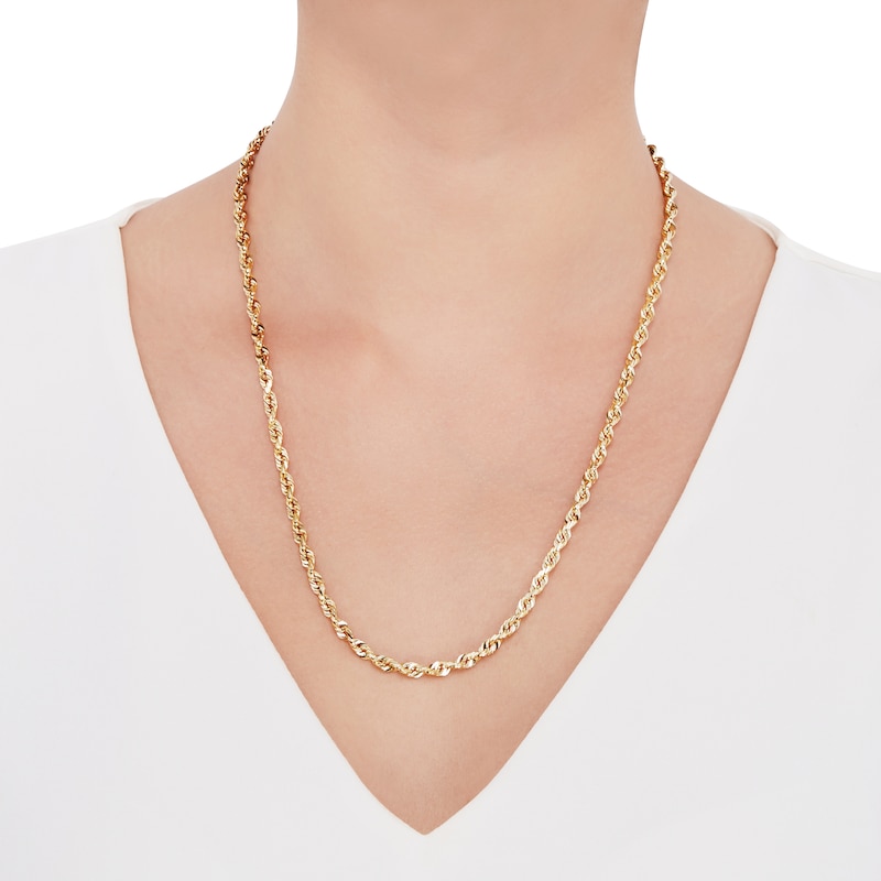 Main Image 3 of 4.5mm Glitter Rope Chain Necklace Solid 10K Yellow Gold 22&quot;