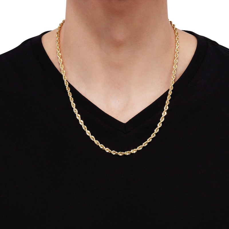 Main Image 4 of 4.5mm Glitter Rope Chain Necklace Solid 10K Yellow Gold 22&quot;