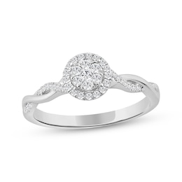Multi-Diamond Halo Twist Promise Ring 1/5 ct tw Sterling Silver