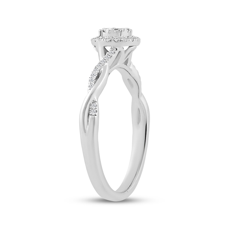 Main Image 2 of Multi-Diamond Halo Twist Promise Ring 1/5 ct tw Sterling Silver