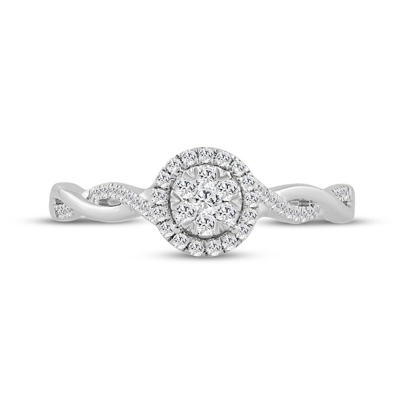 Main Image 3 of Multi-Diamond Halo Twist Promise Ring 1/5 ct tw Sterling Silver