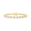 Thumbnail Image 1 of Baguette & Round-Cut Diamond Sideways Heart Link Bracelet 1 ct tw 10K Yellow Gold 7.25&quot;