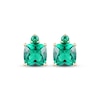 Thumbnail Image 2 of Cushion & Round-Cut Lab-Created Emerald Stud Earrings 10K Yellow Gold