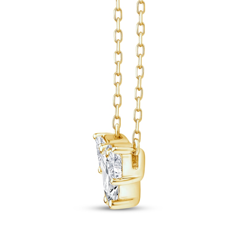 Main Image 2 of Memories Moments Magic Oval-Cut & Pear-Shaped Lab-Grown Diamond Three-Stone Necklace 3/4 ct tw 14K Yellow Gold 18"