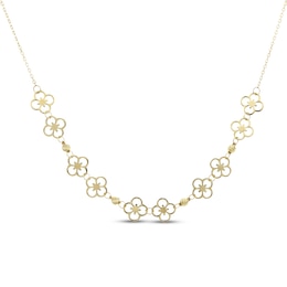 Flower Outline Necklace 10K Yellow Gold 18"