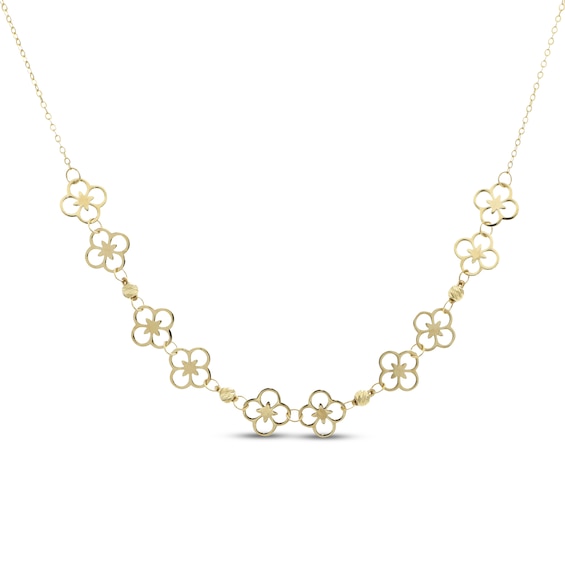 Flower Outline Necklace 10K Yellow Gold 18"