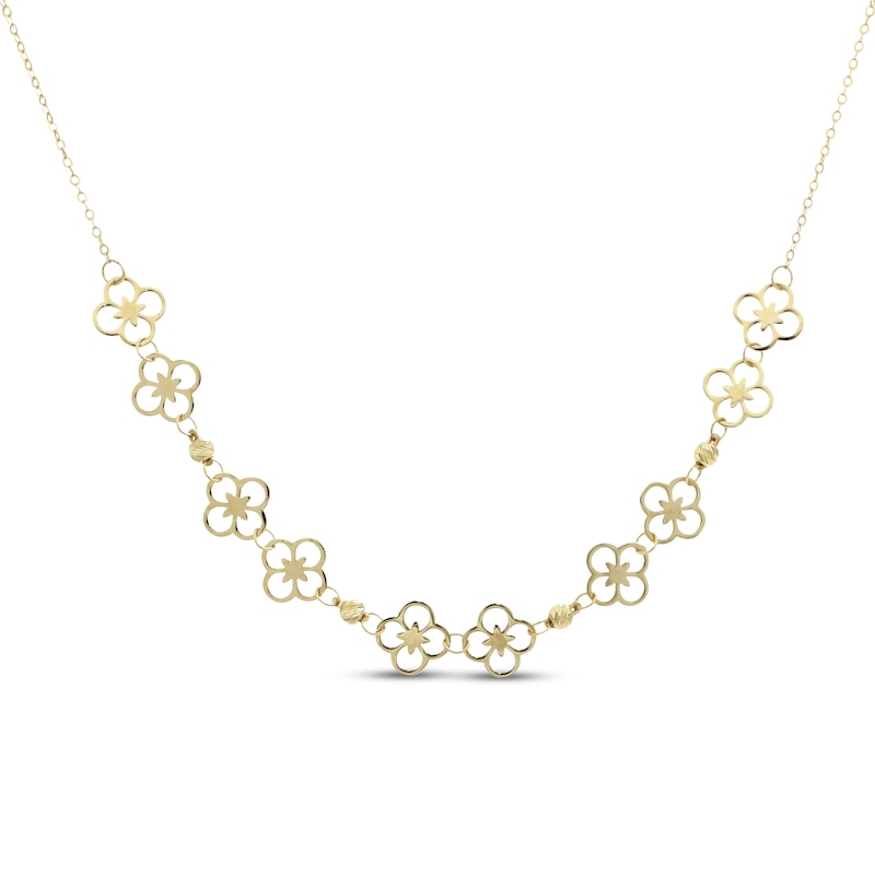 Main Image 1 of Flower Outline Necklace 10K Yellow Gold 18"