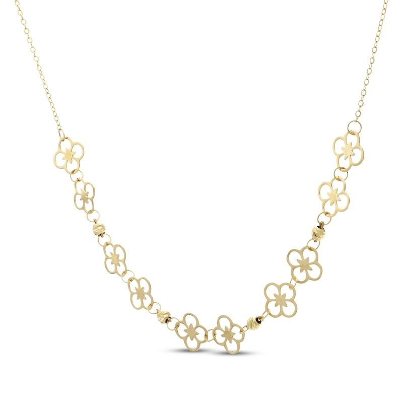 Main Image 2 of Flower Outline Necklace 10K Yellow Gold 18"
