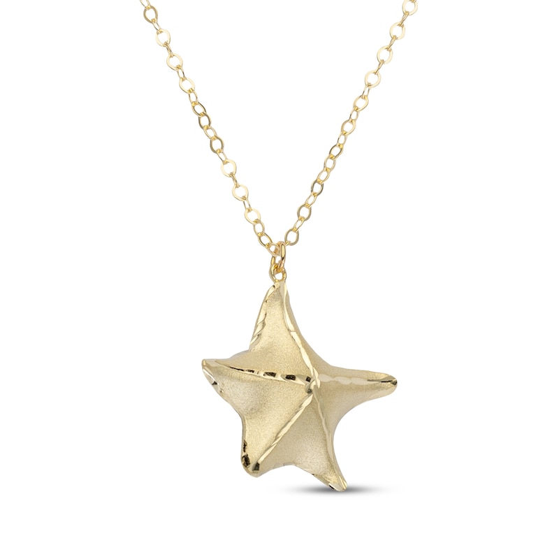 Main Image 2 of Diamond-Cut Starfish Necklace 14K Yellow Gold 18"