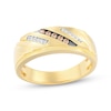 Thumbnail Image 1 of Men's Now + Forever Brown & White Diamond Diagonal Wedding Band 1/8 ct tw 10K Yellow Gold
