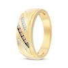 Thumbnail Image 2 of Men's Now + Forever Brown & White Diamond Diagonal Wedding Band 1/8 ct tw 10K Yellow Gold