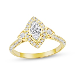 Now + Forever Marquise-Cut Diamond Halo Engagement Ring 3/4 ct tw 10K Yellow Gold