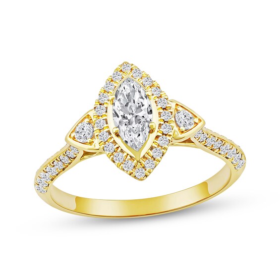 Now + Forever Marquise-Cut Diamond Halo Engagement Ring 3/4 ct tw 10K Yellow Gold