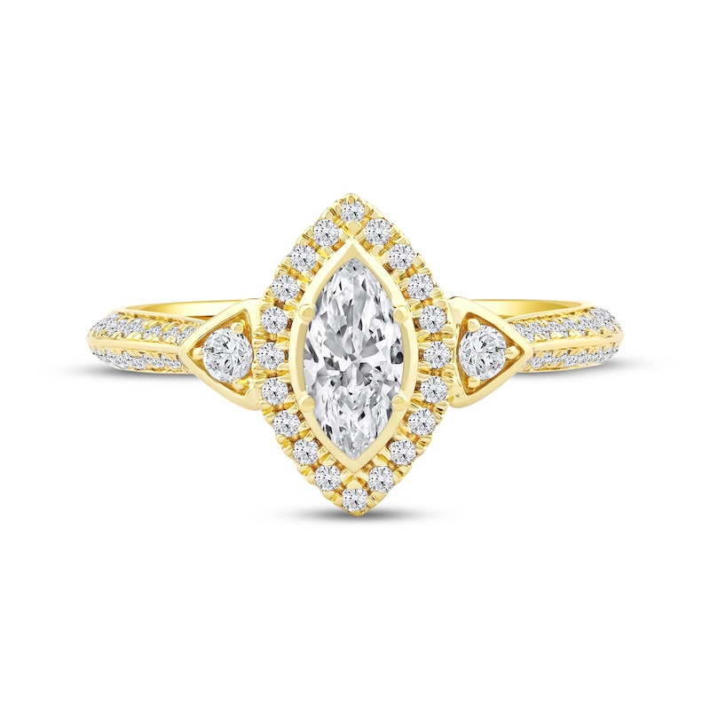 Main Image 3 of Now + Forever Marquise-Cut Diamond Halo Engagement Ring 3/4 ct tw 10K Yellow Gold