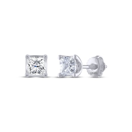 THE LEO Legacy Lab-Grown Diamond Princess-Cut Solitaire Stud Earrings 1 ct tw 14K White Gold (F/VS2)