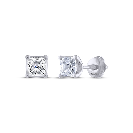 THE LEO Legacy Lab-Grown Diamond Princess-Cut Solitaire Stud Earrings 1 ct tw 14K White Gold (F/VS2)