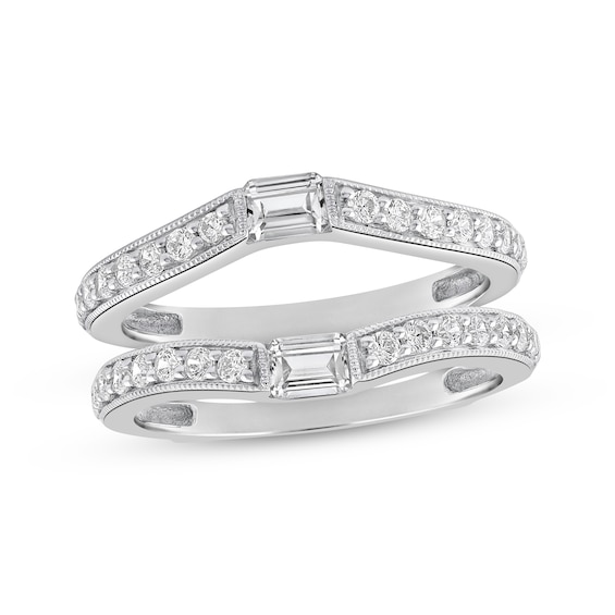 Lab-Grown Diamonds Round & Emerald-Cut Enhancer Ring 1/5 ct tw 14K White Gold