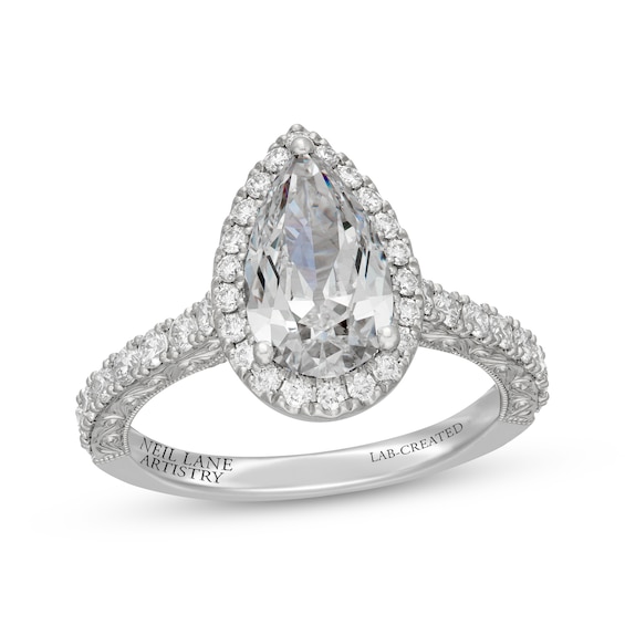Neil Lane Artistry Heritage Pear-Shaped Lab-Grown Diamond Engagement Ring 2-3/4 ct tw Platinum