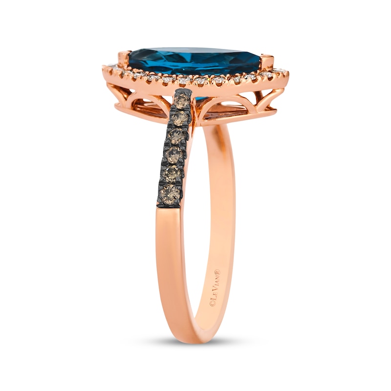 Main Image 2 of Le Vian Marquise-Cut Blue Topaz Ring 1/3 ct tw Diamonds 14K Strawberry Gold