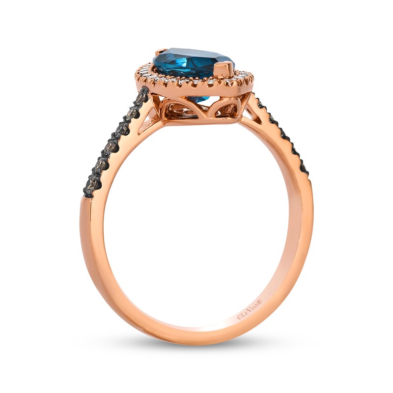 Main Image 3 of Le Vian Marquise-Cut Blue Topaz Ring 1/3 ct tw Diamonds 14K Strawberry Gold