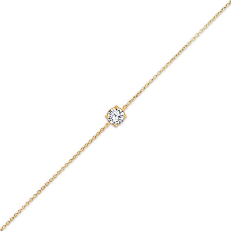 Main Image 2 of STUDIO BY KAY Round-Cut Lab-Grown Diamond Solitaire Bracelet 1/2 ct tw 24K Yellow Gold Vermeil Sterling Silver 7.5" (F/SI2)