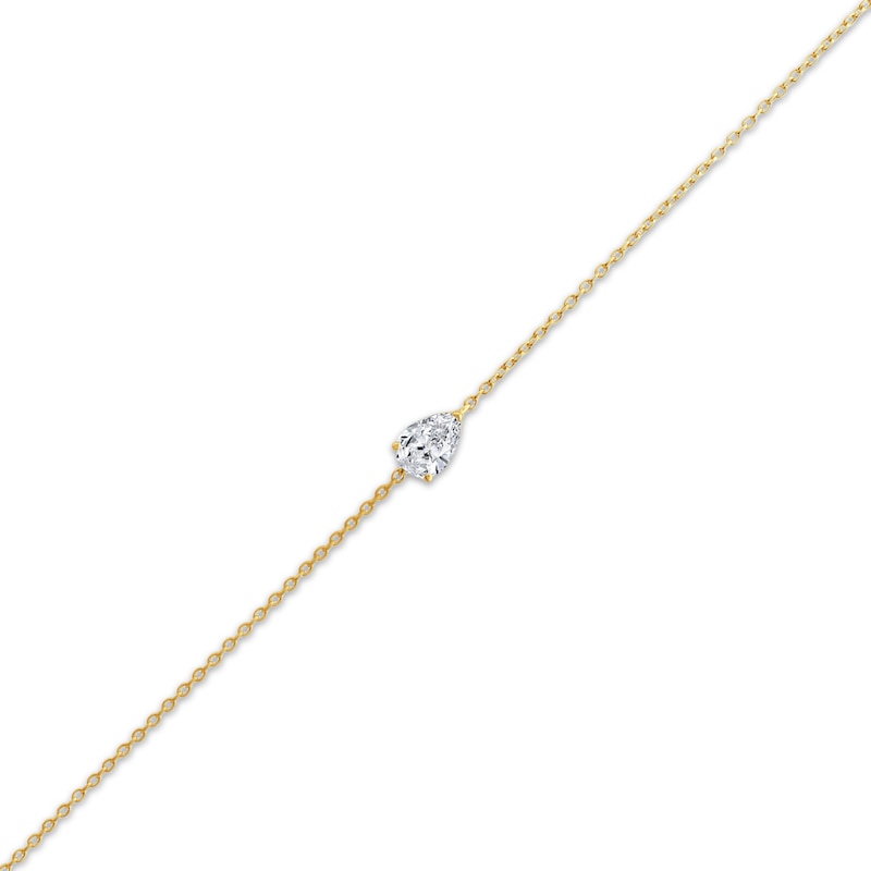 Main Image 2 of STUDIO BY KAY Pear-Shaped Lab-Grown Diamond Solitaire Bracelet 1/2 ct tw 24K Yellow Gold Vermeil Sterling Silver 7.5" (F/SI2)