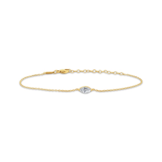 STUDIO BY KAY Marquise-Cut Lab-Grown Diamond Solitaire Bracelet 1/2 ct tw 24K Yellow Gold Vermeil Sterling Silver 7.5" (F/SI2)