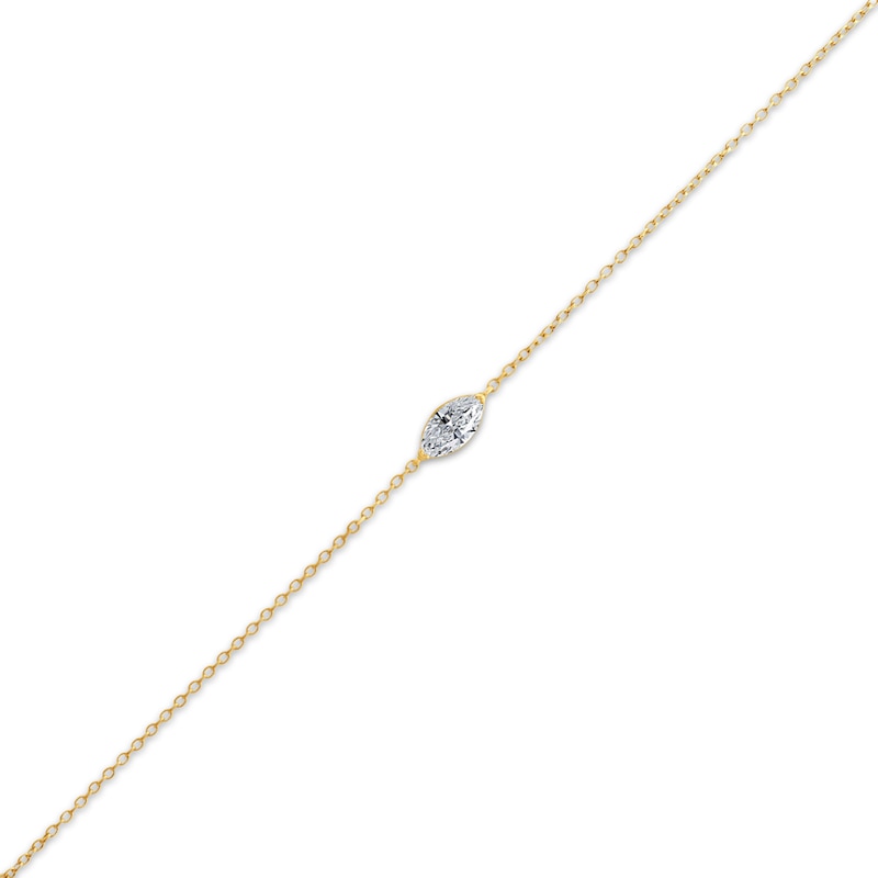 Main Image 2 of STUDIO BY KAY Marquise-Cut Lab-Grown Diamond Solitaire Bracelet 1/2 ct tw 24K Yellow Gold Vermeil Sterling Silver 7.5" (F/SI2)