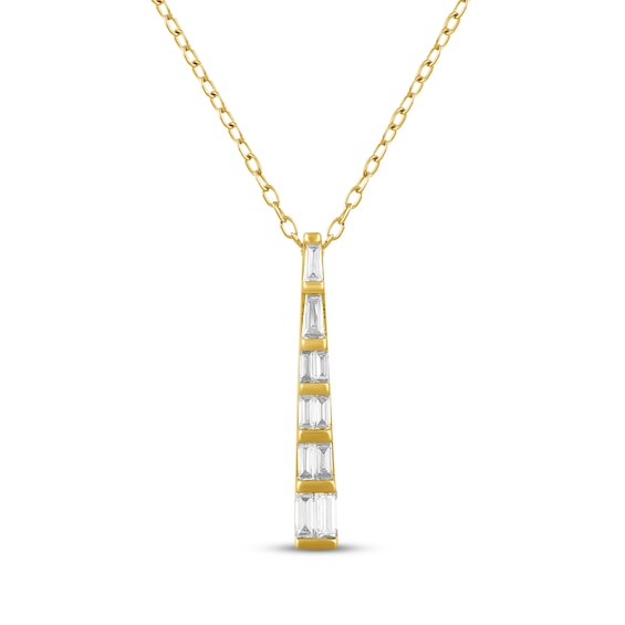 STUDIO BY KAY Baguette-Cut Lab-Grown Diamond Tapered Bar Necklace 1/4 ct tw 24K Yellow Gold Vermeil Sterling Silver 18"