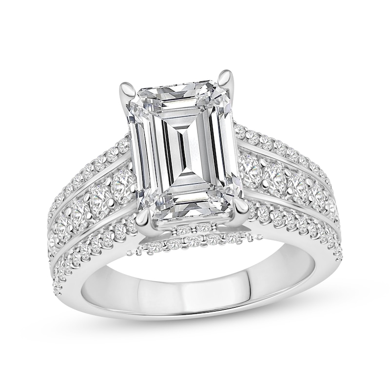 Main Image 1 of Lab-Grown Diamonds Emerald-Cut Engagement Ring 5 ct tw 14K White Gold