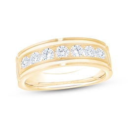 Men's Diamond Seven-Stone Wedding Band 1 ct tw 10K Yellow Gold