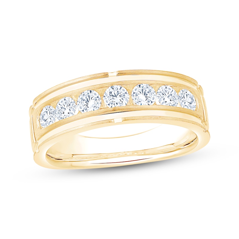 Main Image 1 of Men's Diamond Seven-Stone Wedding Band 1 ct tw 10K Yellow Gold