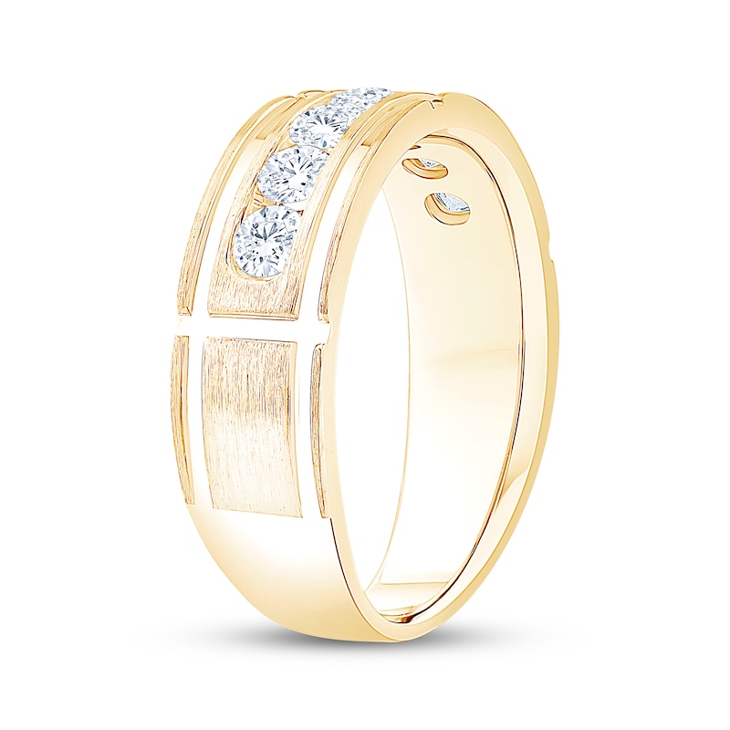 Main Image 2 of Men's Diamond Seven-Stone Wedding Band 1 ct tw 10K Yellow Gold