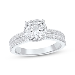 Now + Forever Lab-Grown Diamonds Round-Cut Hidden Halo Engagement Ring 2-1/2 ct tw 14K White Gold