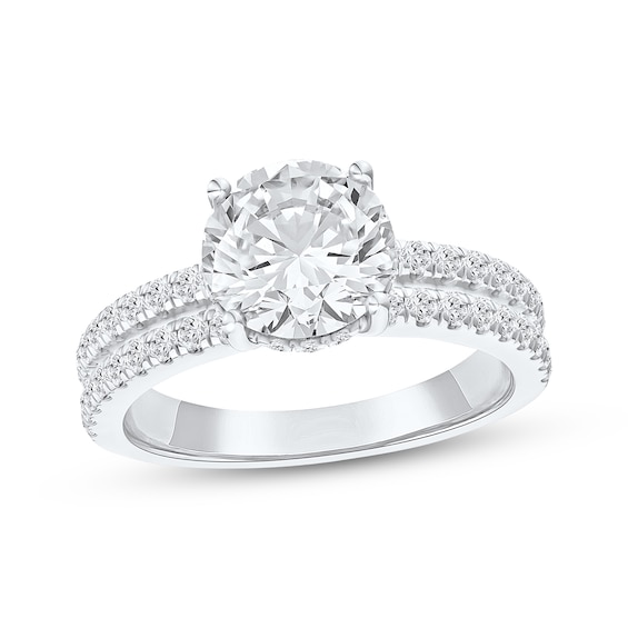 Now + Forever Lab-Grown Diamonds Round-Cut Hidden Halo Engagement Ring 2-1/2 ct tw 14K White Gold