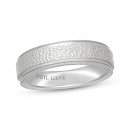 Neil Lane Men's Hammered Milgrain Wedding Band 14K White Gold
