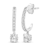 Thumbnail Image 2 of White Lab-Created Sapphire J-Hoop Dangle Earrings & Cultured Pearl Stud Earrings Gift Set Sterling Silver