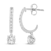 Thumbnail Image 4 of White Lab-Created Sapphire J-Hoop Dangle Earrings & Cultured Pearl Stud Earrings Gift Set Sterling Silver
