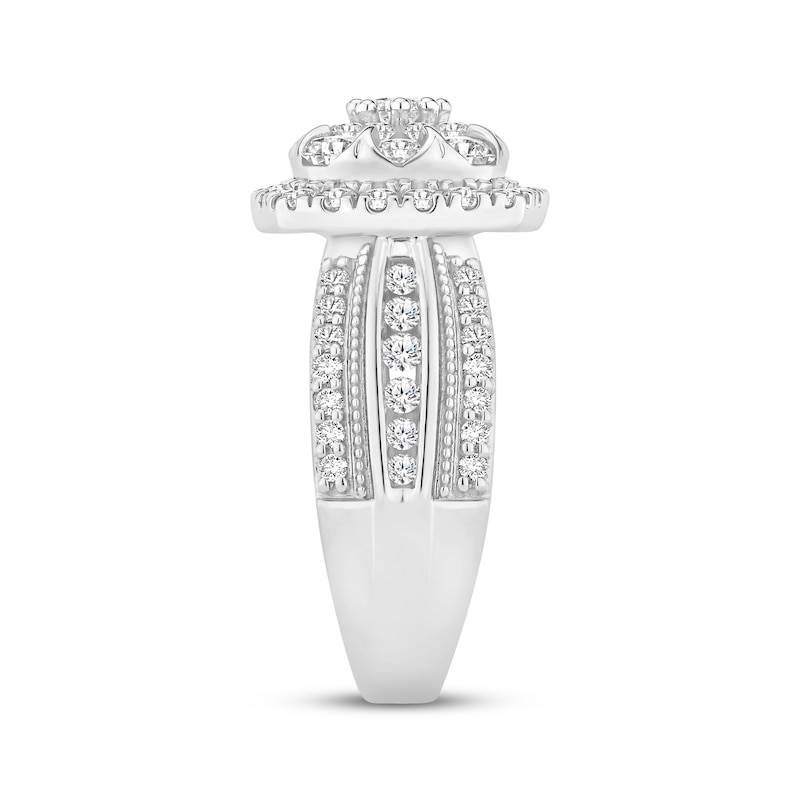 Main Image 2 of Now + Forever Round-Cut Multi-Diamond Cushion Halo Engagement Ring 2 ct tw 10K White Gold