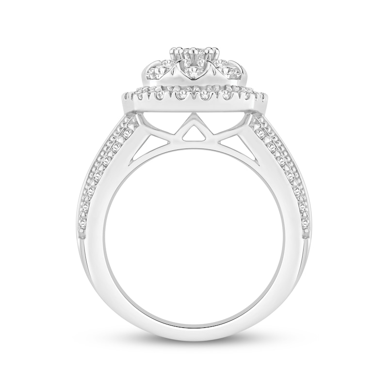 Main Image 3 of Now + Forever Round-Cut Multi-Diamond Cushion Halo Engagement Ring 2 ct tw 10K White Gold