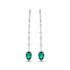 Thumbnail Image 2 of Pear-Shaped Lab-Created Emerald & White Lab-Created Sapphire Drop Earrings Sterling Silver