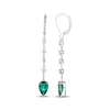Thumbnail Image 3 of Pear-Shaped Lab-Created Emerald & White Lab-Created Sapphire Drop Earrings Sterling Silver