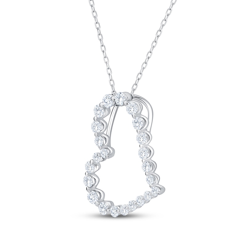 Main Image 2 of KAY Lab-Grown Diamonds Graduated Tilted Heart Necklace 1 ct tw 10K White Gold 18"